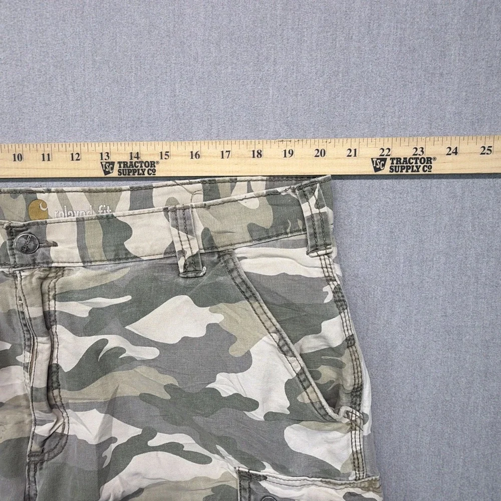 Carhartt Cargo Shorts Mens 40 Camo Grey White Relaxed Fit Cotton 100279